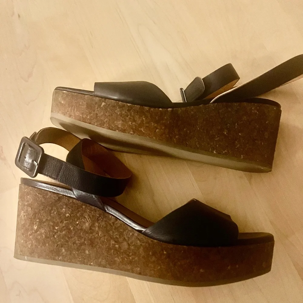 Coclico Mori Navy Wedge Platform Sandals Size: 39